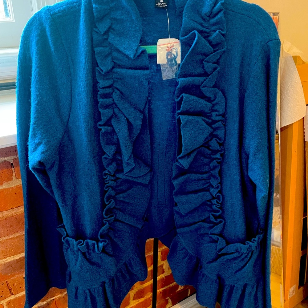 Dark turquoise wool shacket